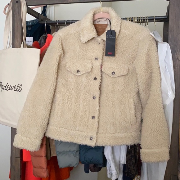 NEW Levi’s ex boyfriend Sherpa trucker jacket XS - Picture 3 of 9